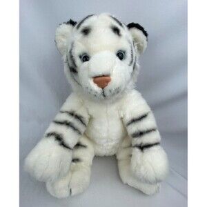 Build A Bear White Tiger Plush Tongue Out Blue Eyes Stuffed Animal